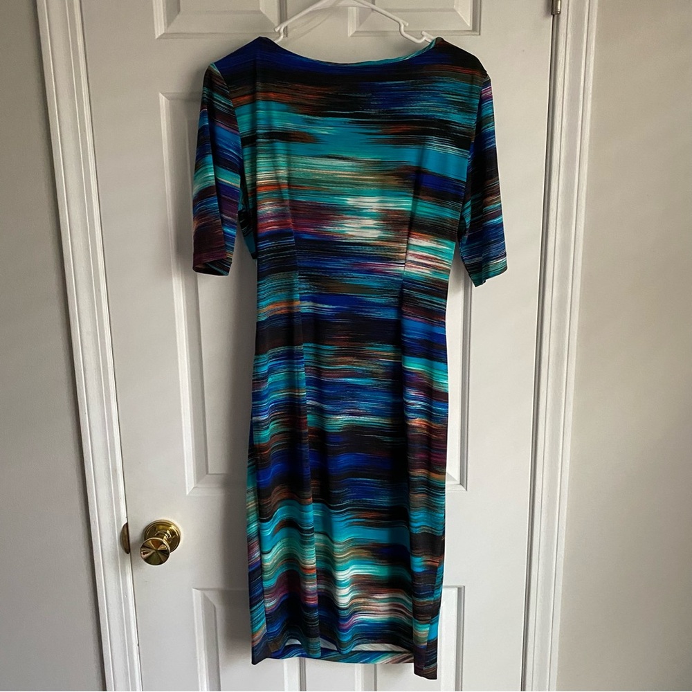 Connected Apparel Blue Abstract Dress 10P NWT - Picture 4 of 4